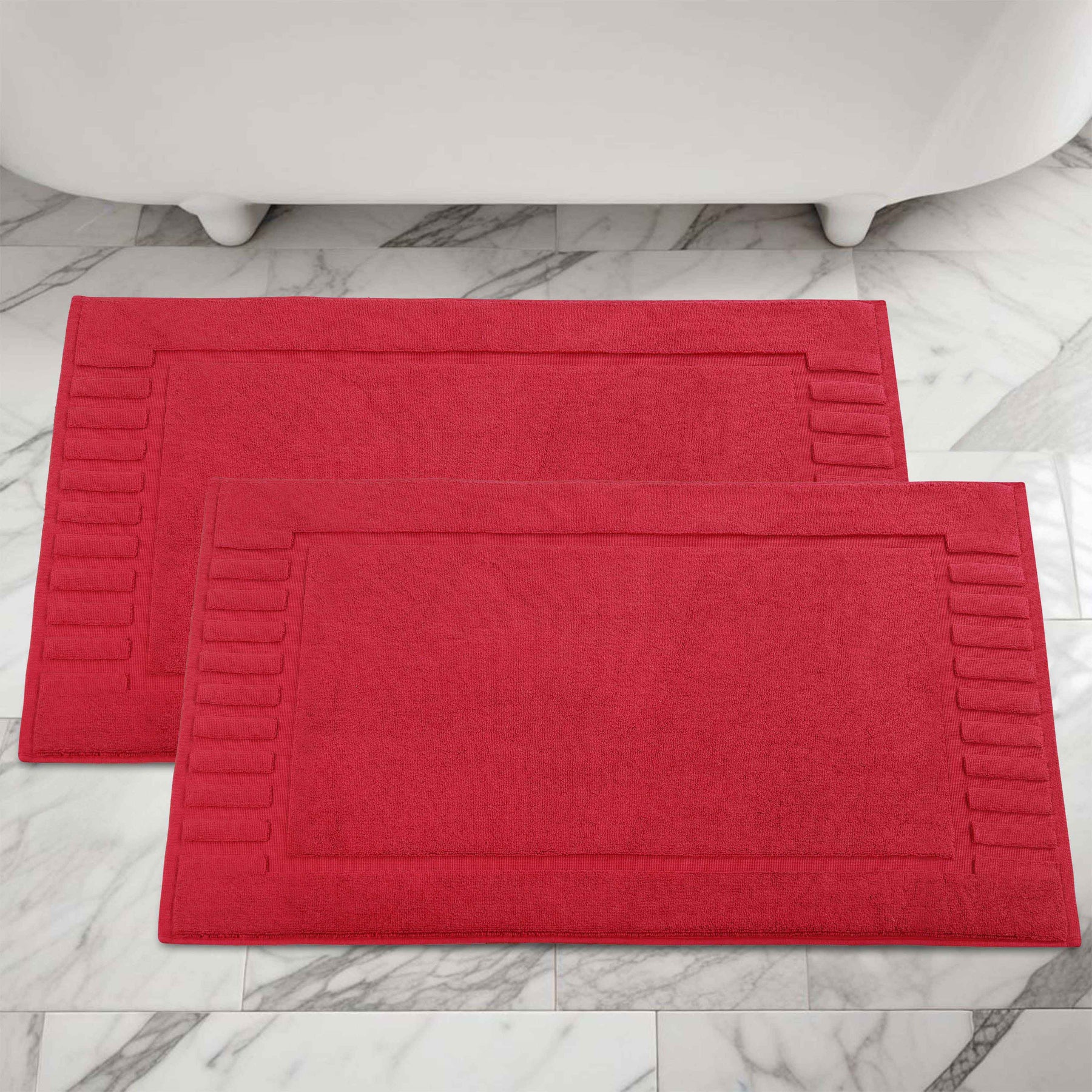 Leo Cotton Solid Modern Absorbent Heavy Washable Bath Mat Set of 2