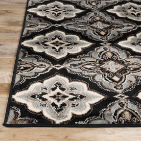 Crawford Medallion Indoor Large Area Rugs or Runner Rug Or Door Mat - Black