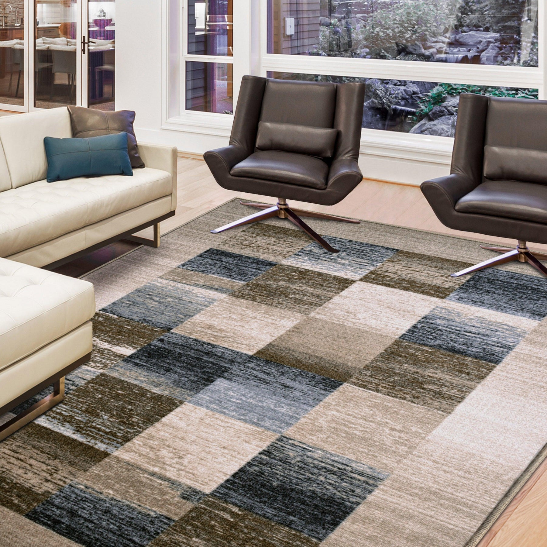 Lockwood Color Block Non-Slip Washable Indoor Area Rug or Runner - Rugs by Superior - Superior 