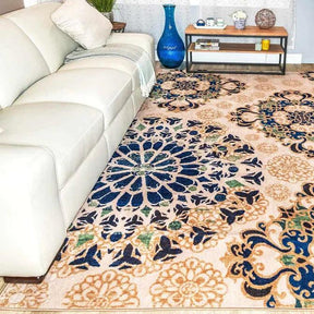 Thalia Damask Medallion Non-Slip Washable Indoor Area Rug or Runner - Rugs by Superior - Superior 