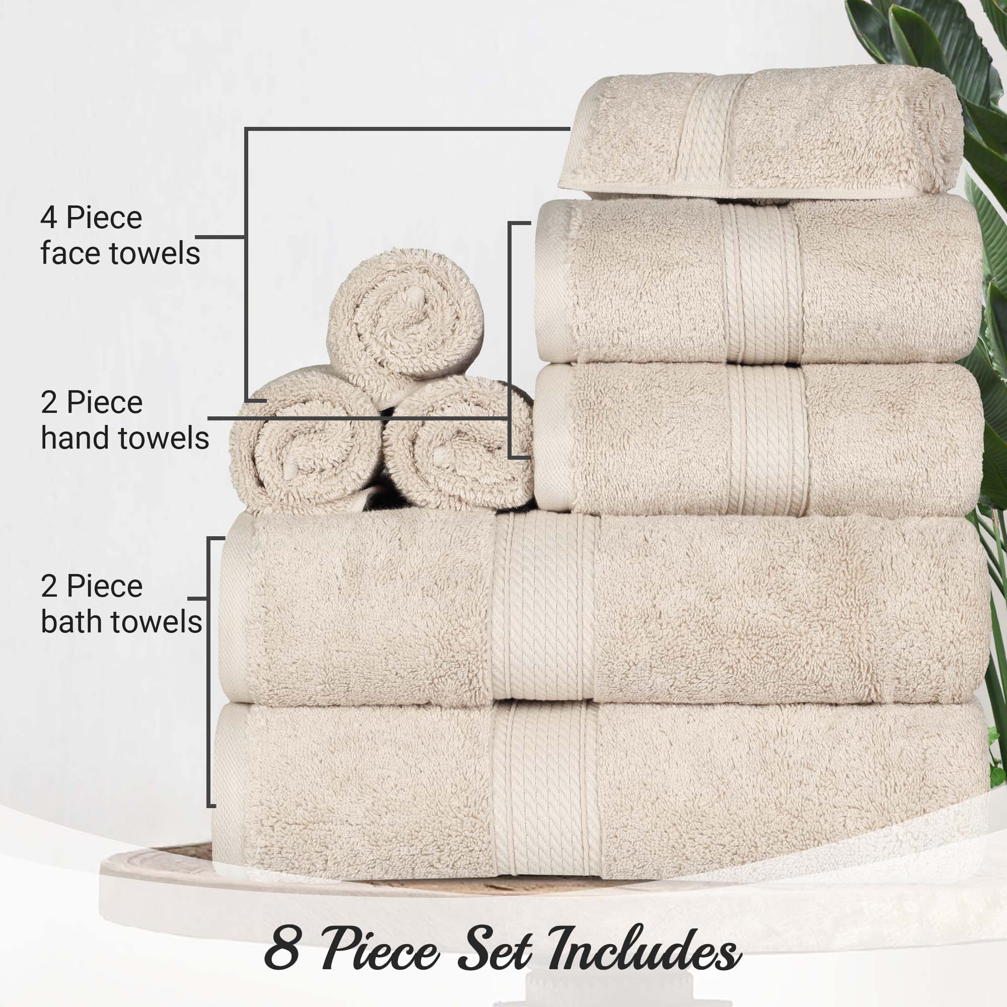 Madison Egyptian Cotton Pile Plush Heavyweight 8 Piece Towel Set - Towel Set by Superior