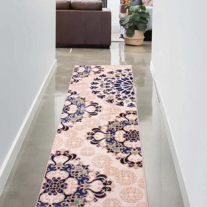 Thalia Damask Medallion Non-Slip Washable Indoor Area Rug or Runner - Rugs by Superior - Superior 