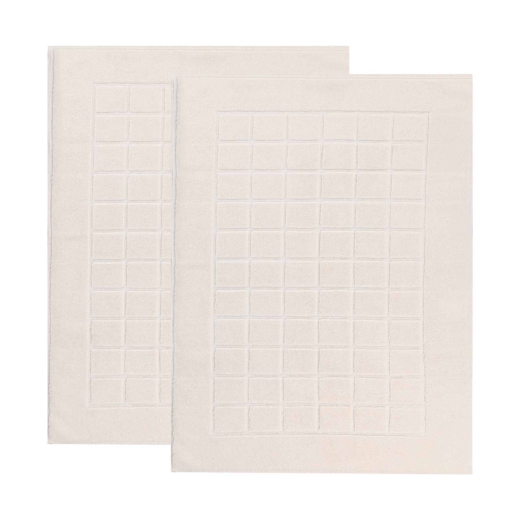 Nora Cotton Solid Absorbent Thick Checkered Washable Bath Mat Set of 2