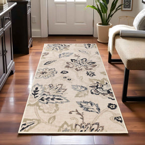 Jacobean Floral Modern Farmhouse Indoor Area Rug or Runner Rug