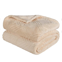 Alaska Diamond Fleece Plush Ultra-Soft Fluffy Blanket - Cream