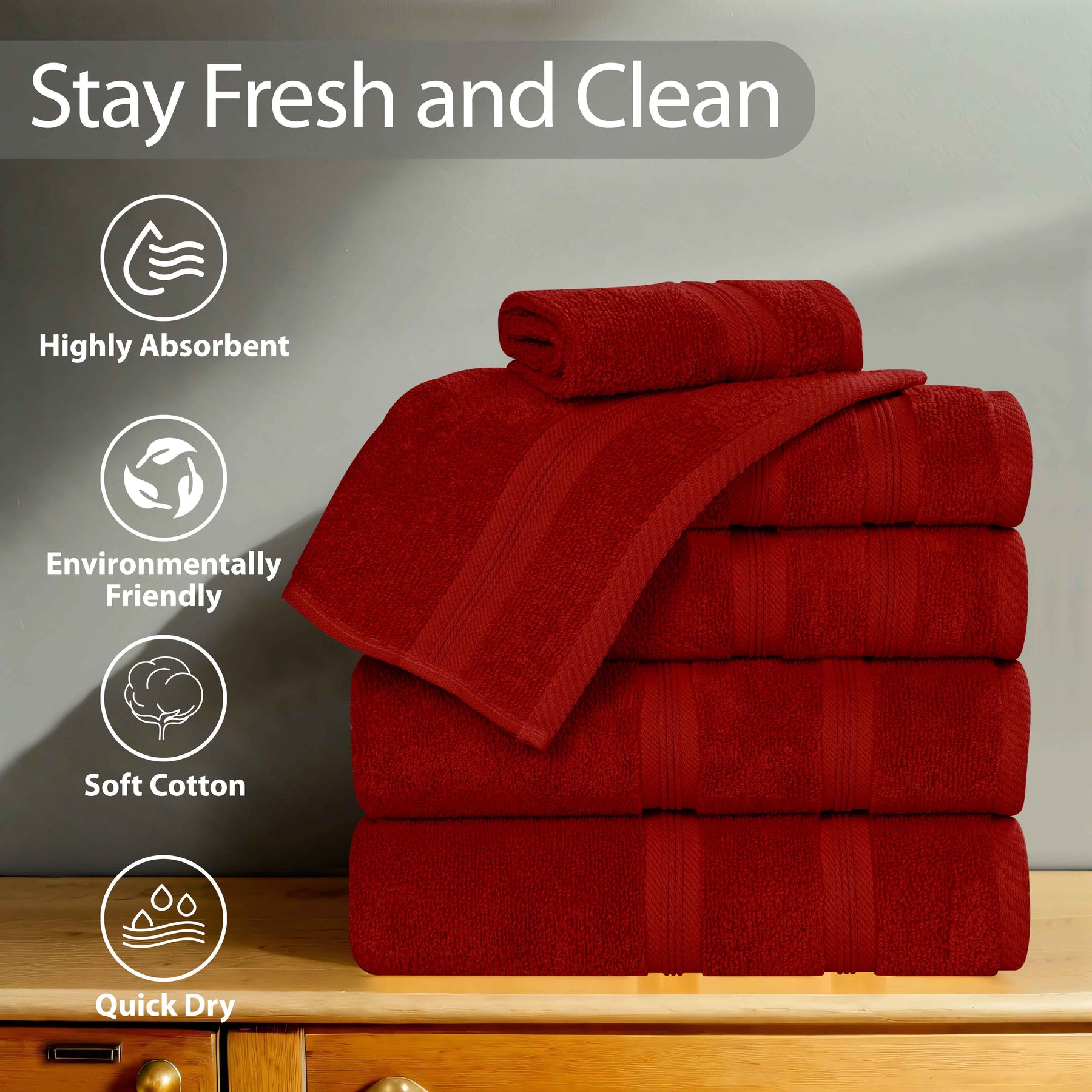 Smart Dry Zero Twist Cotton Medium Weight 12 Piece Assorted Towel Set