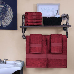 Ultra-Soft Rayon from Bamboo Cotton Blend Bath and Hand Towel Set - Crimson