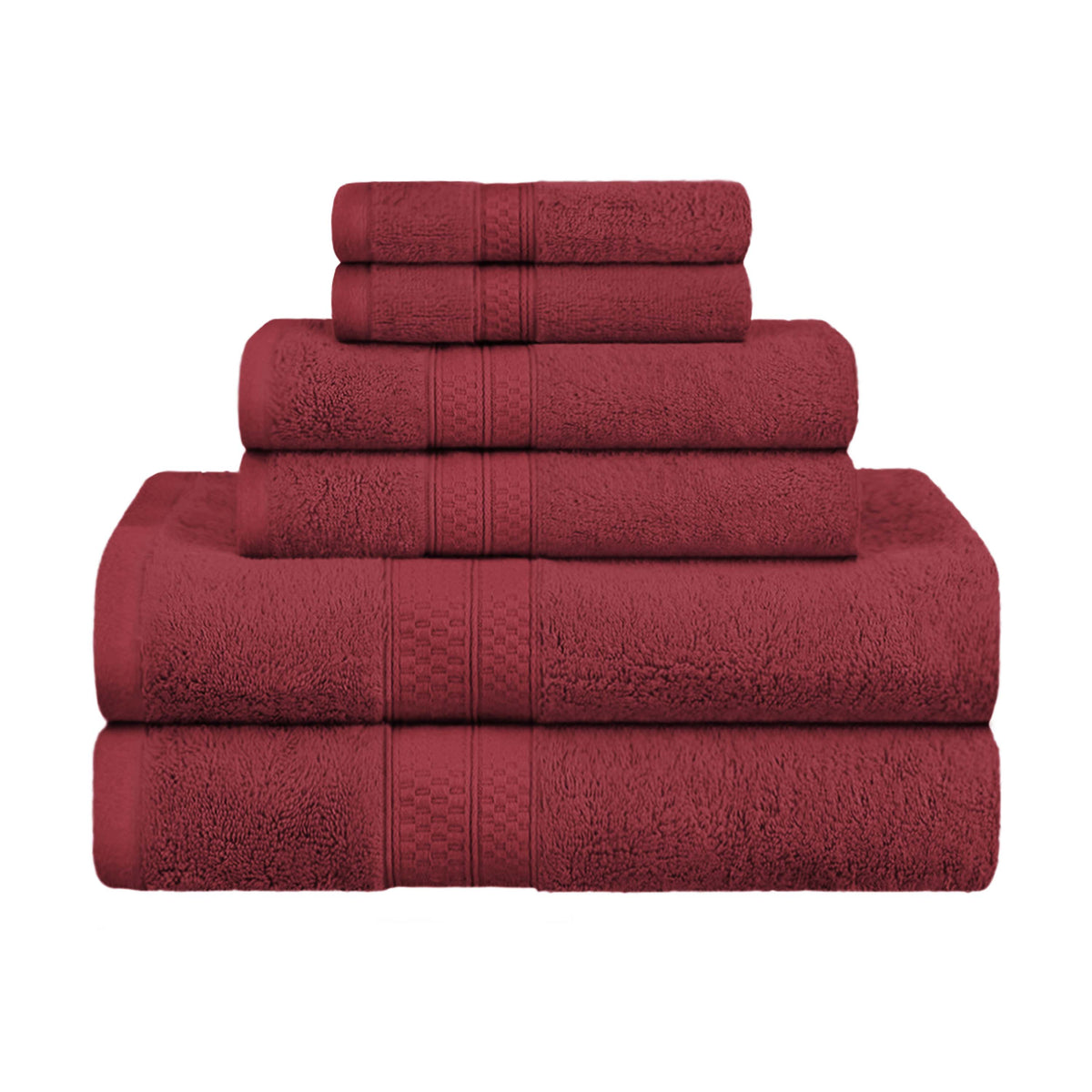 Rayon from Bamboo Ultra-Plush Heavyweight Assorted 6 Piece Towel Set - Crimson