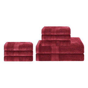 Ultra-Soft Rayon from Bamboo Cotton Blend Bath and Hand Towel Set - Crimson