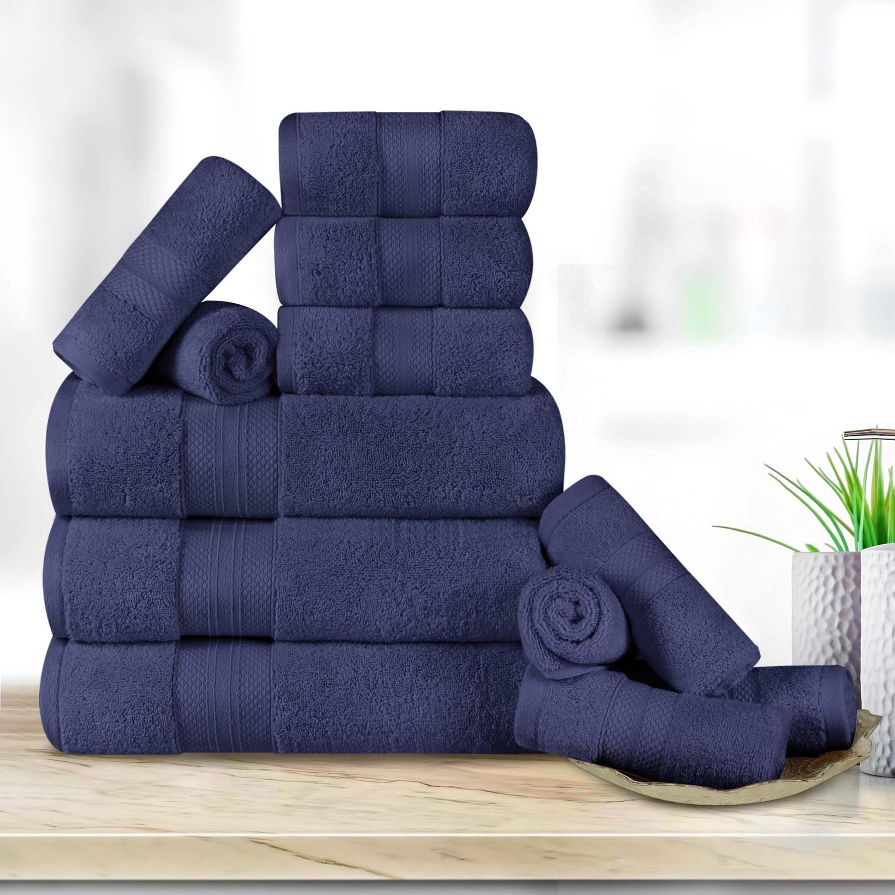 Turkish Cotton Highly Absorbent Solid 12 Piece Ultra Plush Towel Set - Towel Set by Superior - Superior 