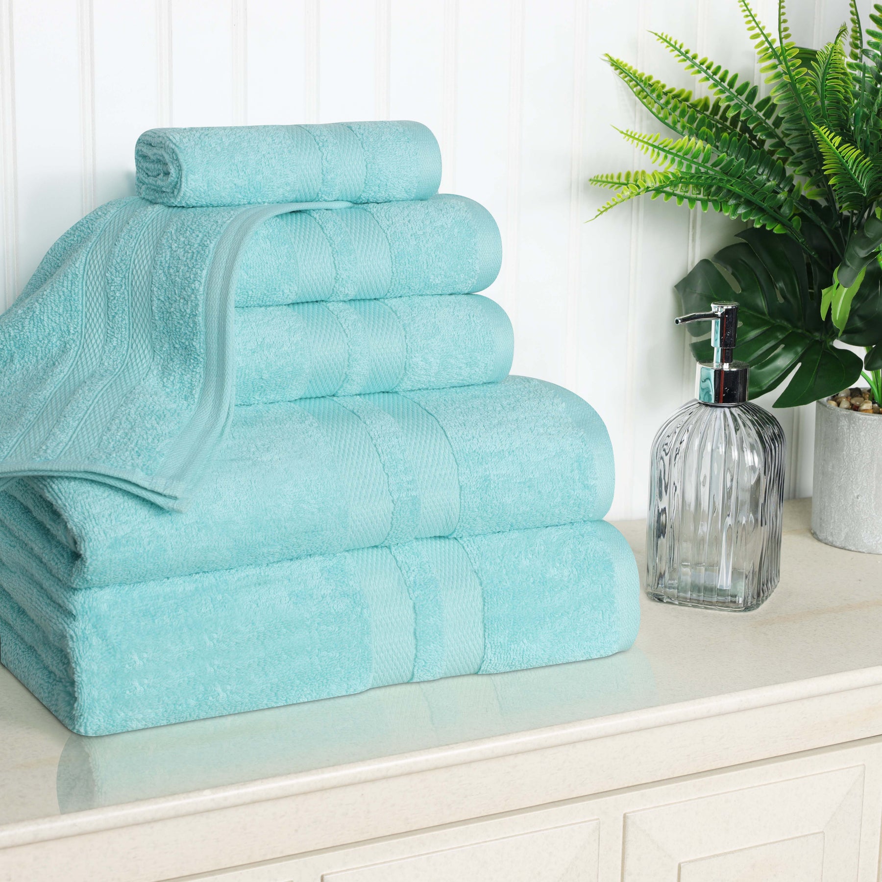 Ultra Soft Cotton Absorbent Solid Assorted 6 Piece Towel Set