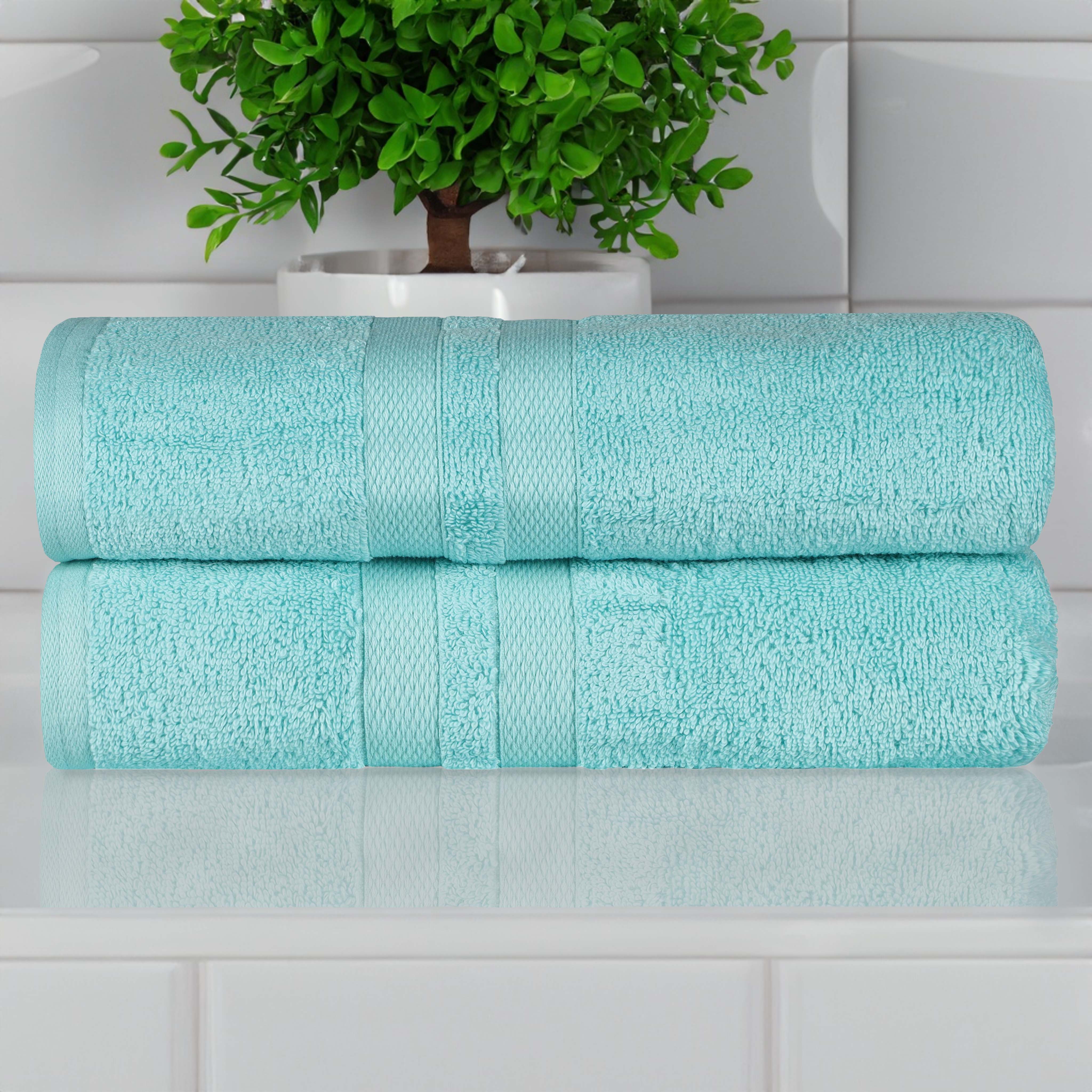 Ultra-Soft Cotton Solid Medium Weight Absorbent Bath Towel Set of 2 - Towel Set by Superior