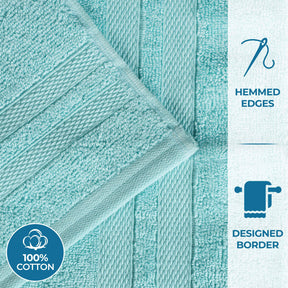 Ultra-Soft Cotton Absorbent Quick-Drying 12 Piece Assorted Towel Set - Cyan