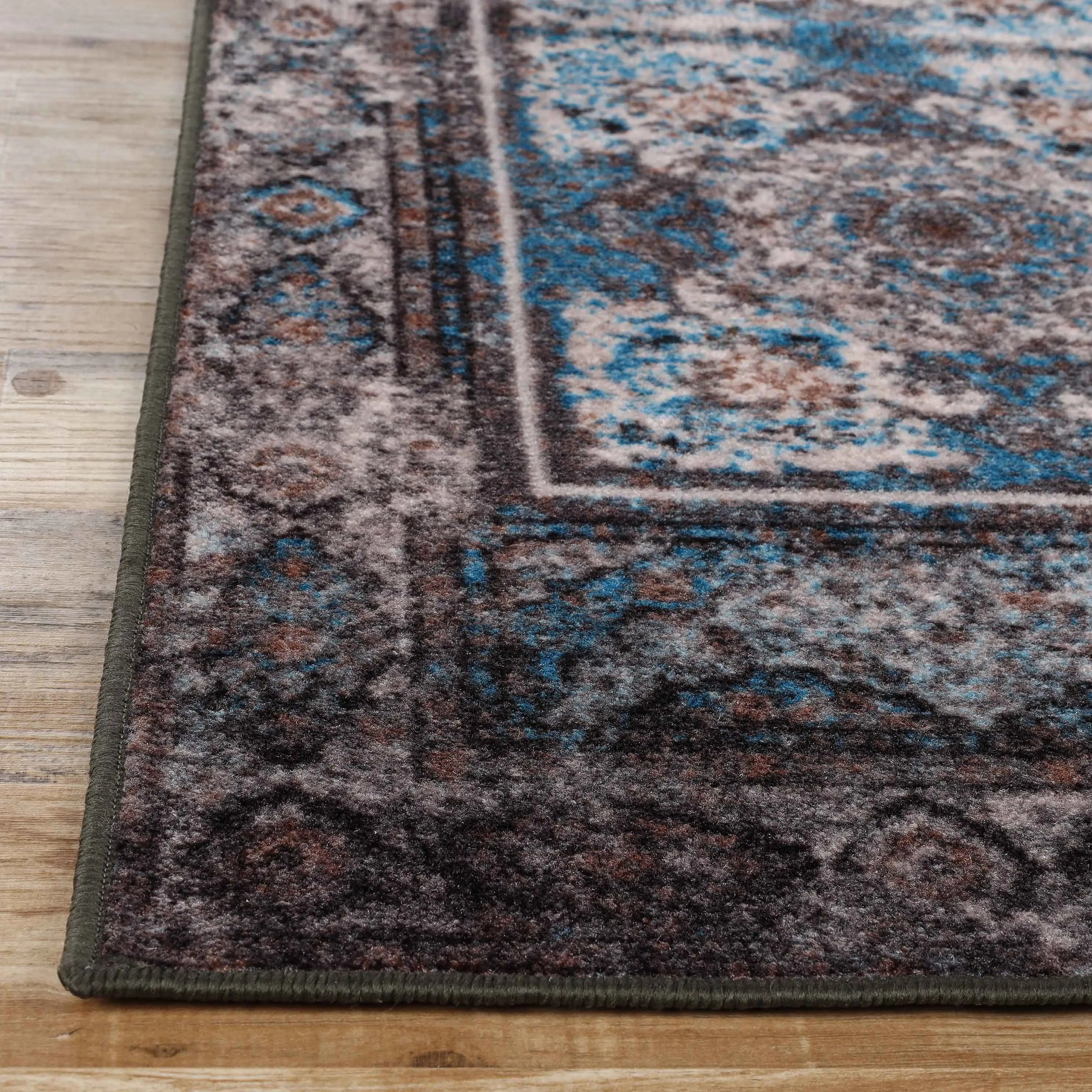 Ezra Vintage Medallion Non-Slip Washable Indoor Area Rug or Runner