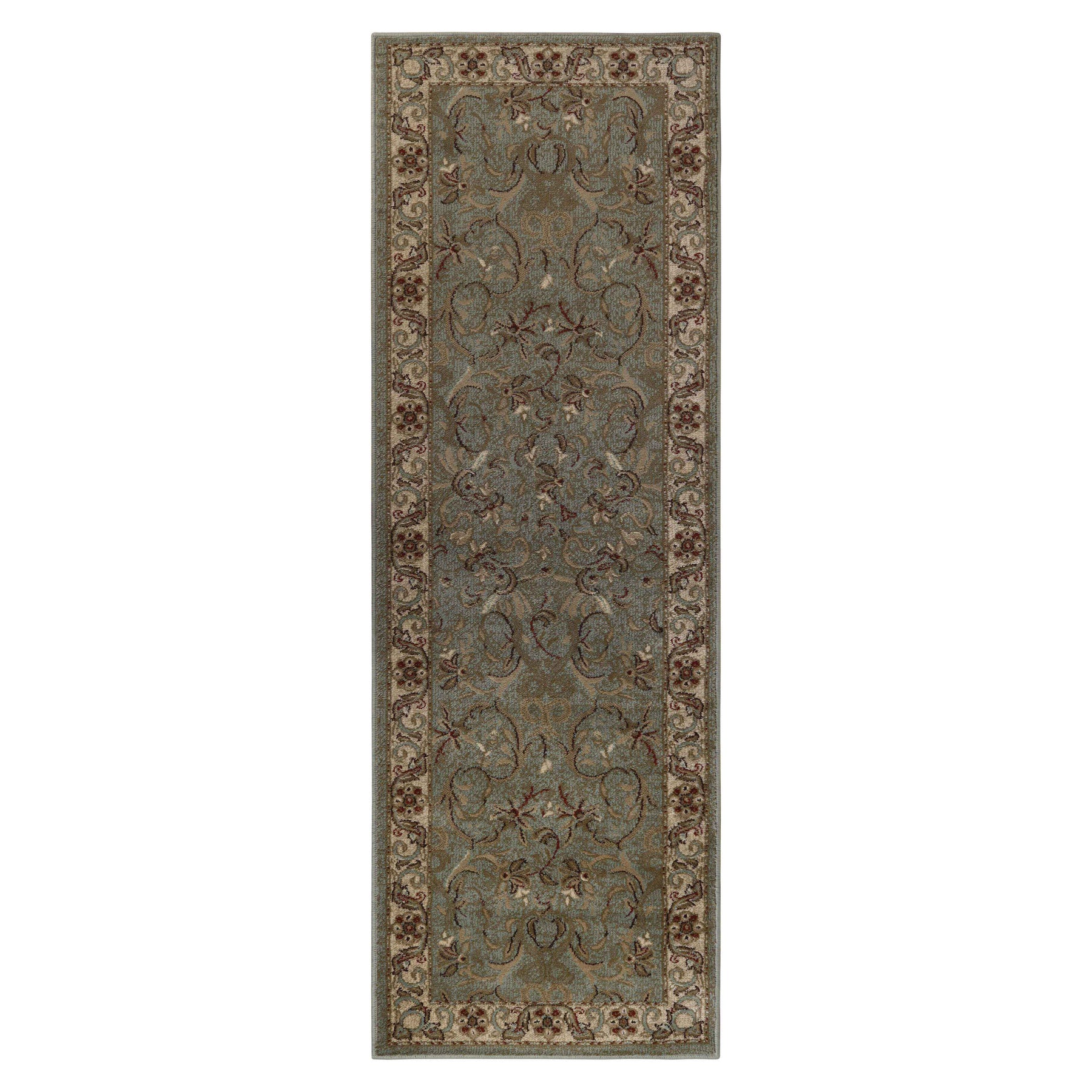 Heritage Traditional Floral Scroll Indoor Runner or Area Rug - DarkGreen