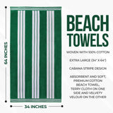 Striped Extra Large Oversized Absorbent Quick Dry Cotton Beach Towel - Beach Towel by Superior