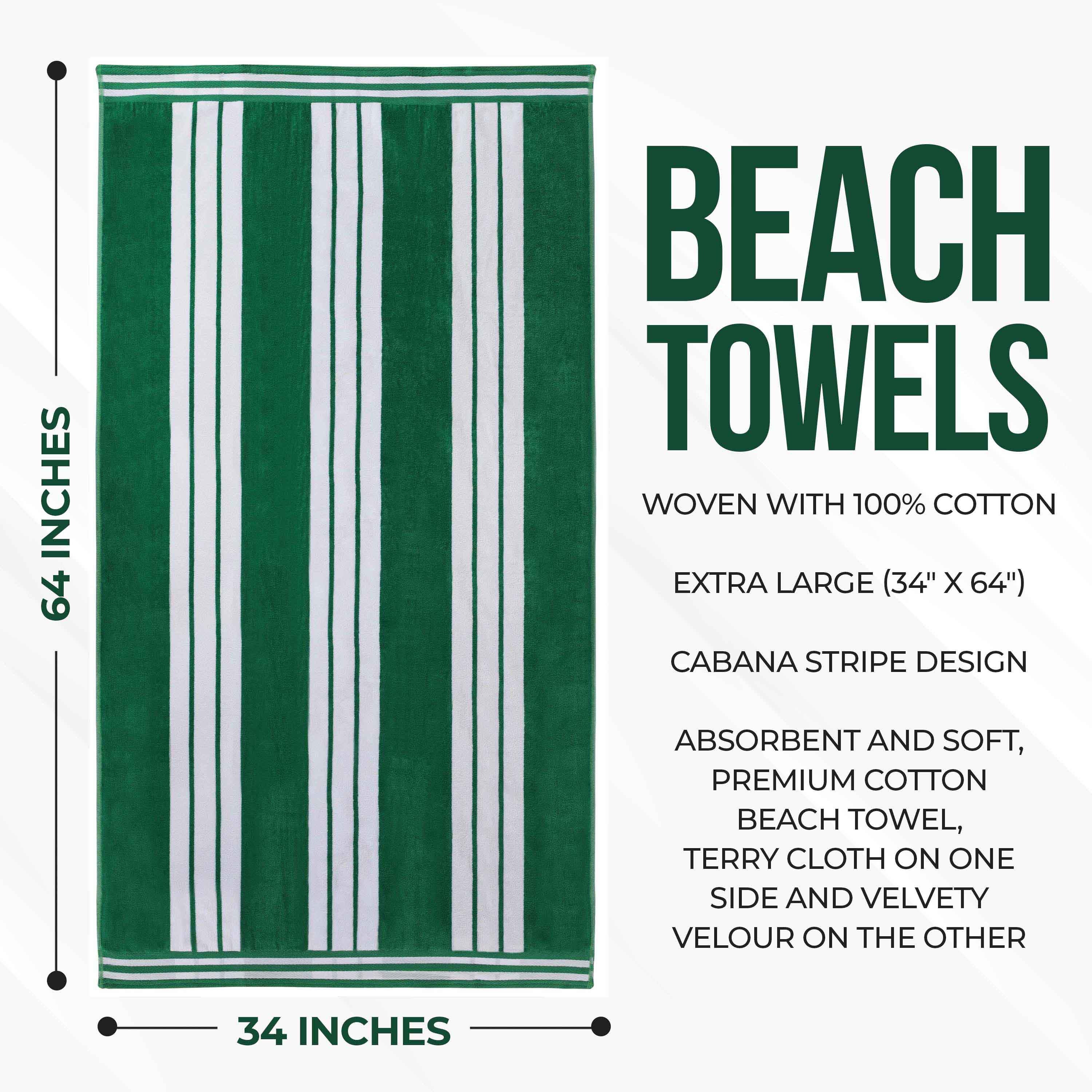 Striped Extra Large Oversized Absorbent Quick Dry Cotton Beach Towel - Beach Towel by Superior