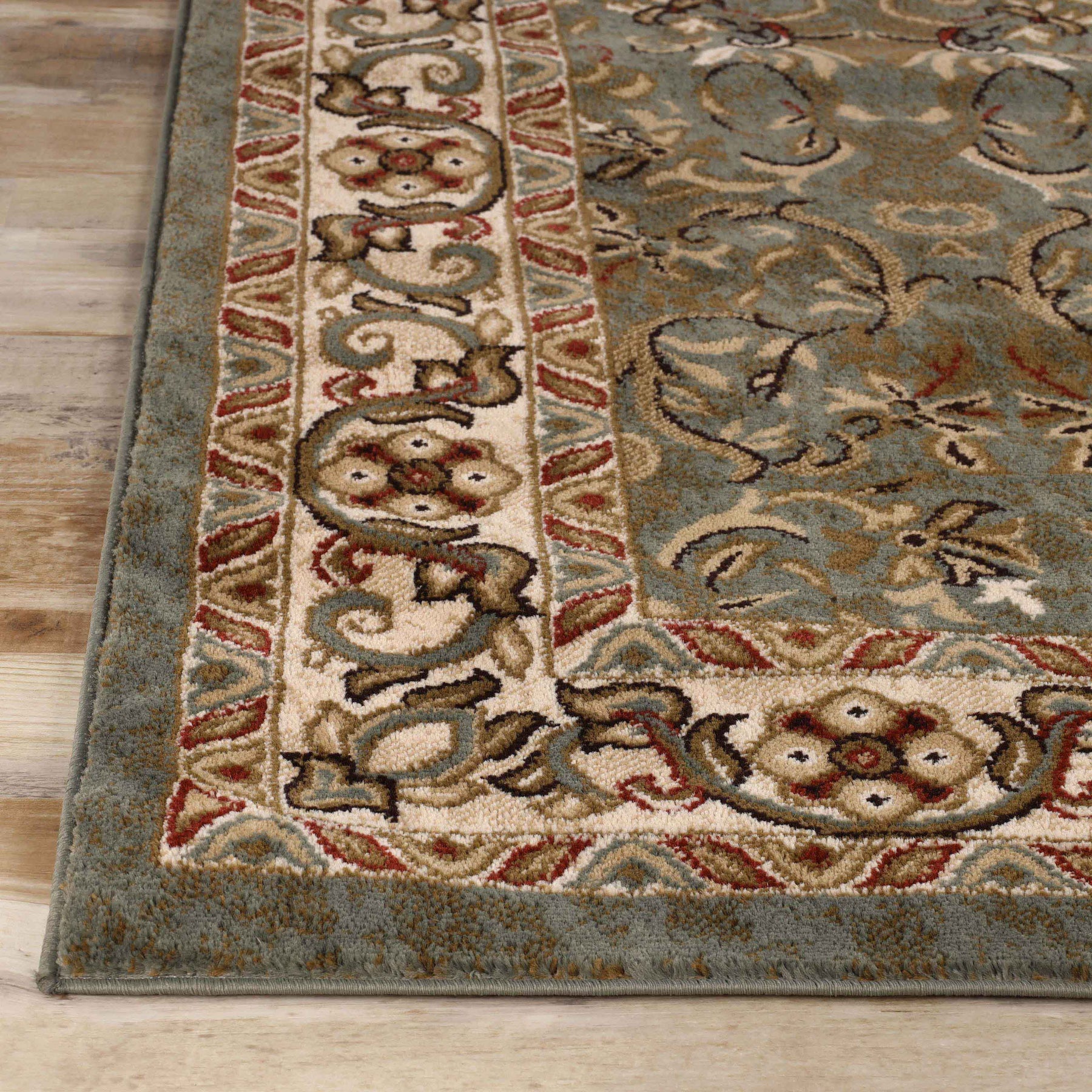 Heritage Traditional Floral Scroll Indoor Runner or Area Rug - DarkGreen