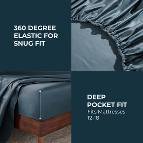 Egyptian Cotton 850 Thread Count Solid Deep Pocket Bed Sheet Set - DarkBlue