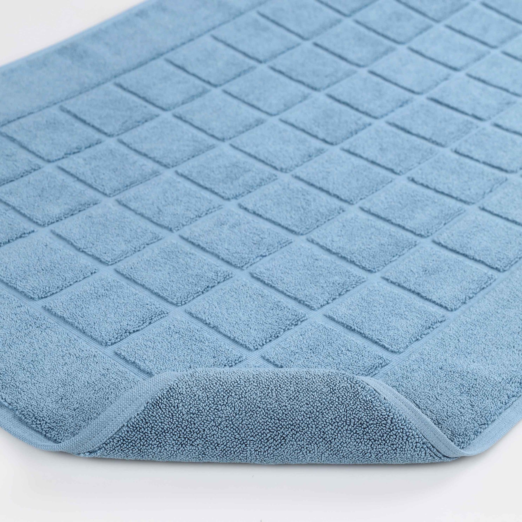 Nora Cotton Solid Absorbent Thick Checkered Washable Bath Mat Set of 2