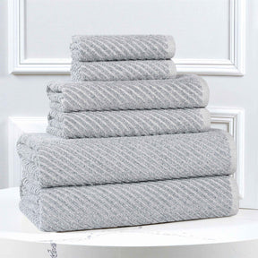 Amelia Cotton Blend Textured Diagonal Ribbed 6 Piece Towel Set