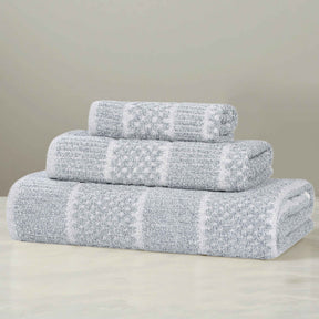 Naples Cotton Blend Textured Checkered and Ribbed 3 Piece Towel Set