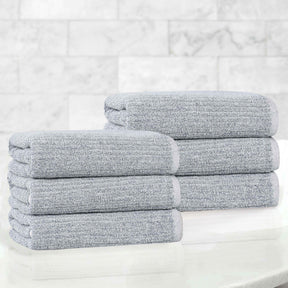 Destin Cotton Blend Medium Weight Ribbed Hand Towels, Set of 6