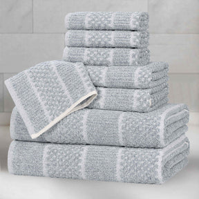 Naples Cotton Blend Textured Checkered and Ribbed 8 Piece Towel Set