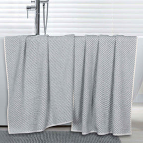 Amelia Cotton Blend Textured Diagonal Ribbed Bath Sheets, Set of 2