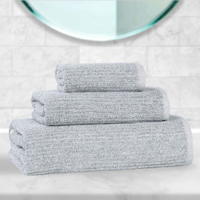 Destin Cotton Blend Medium Weight Textured Ribbed 3 Piece Towel Set