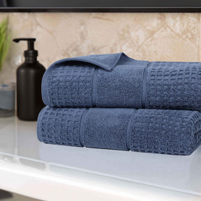 Napa Zero Twist Cotton Solid Waffle Honeycomb Bath Sheet Set of 2