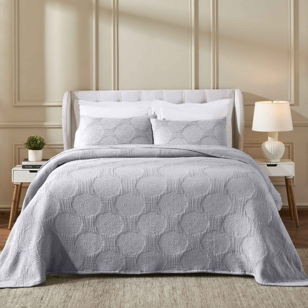 Tanta Cotton Medium Weight Textured Modern Circles Woven Coverlet