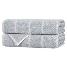 Naples Cotton Blend Textured Checkered & Ribbed Bath Towels, Set of 2