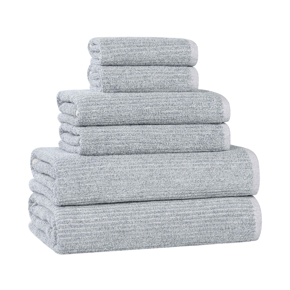 Destin Cotton Blend Medium Weight Textured Ribbed 6 Piece Towel Set