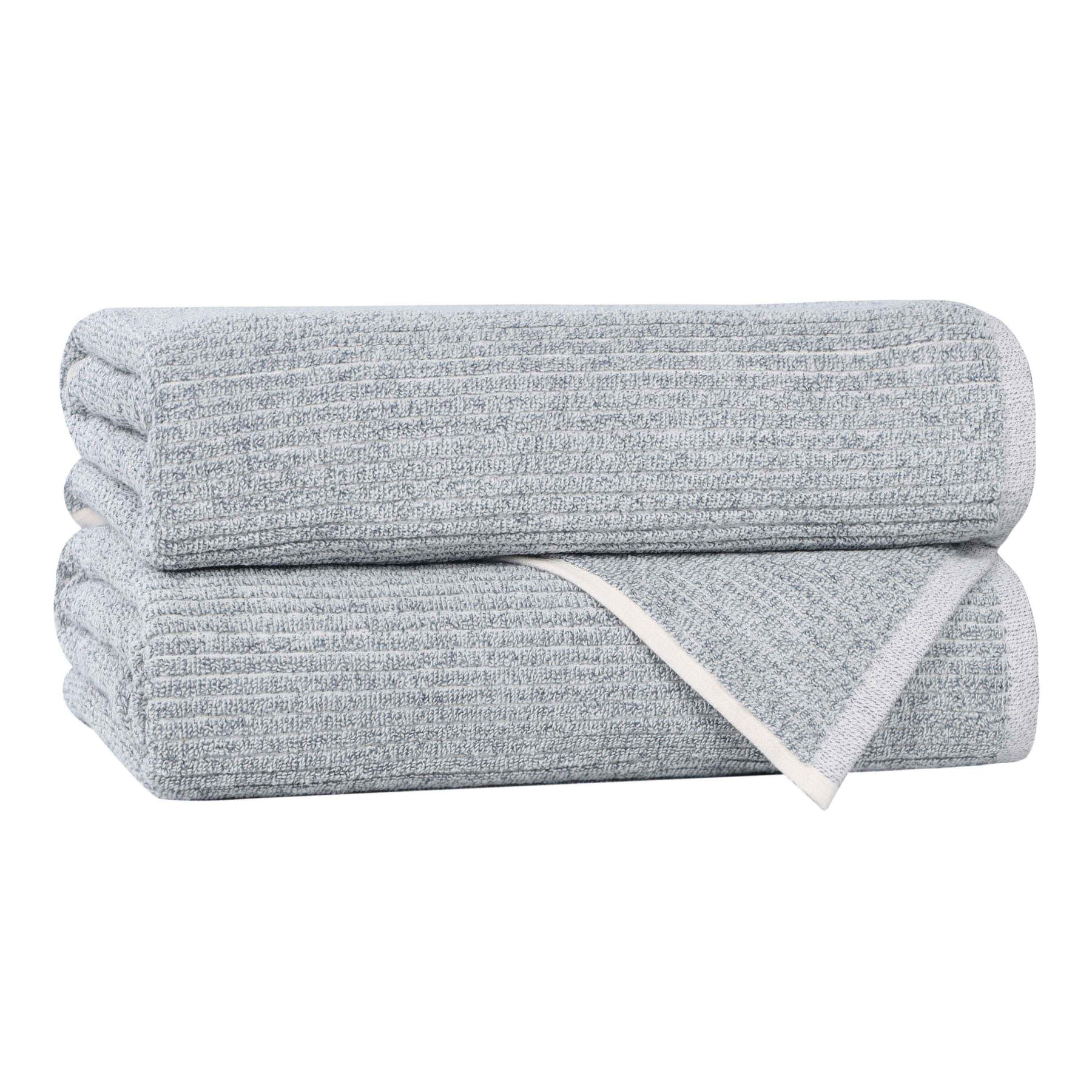 Destin Cotton Blend Medium Weight Textured Ribbed Bath Towels, Set of 2