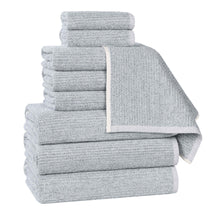 Destin Cotton Blend Medium Weight Textured Ribbed 9 Piece Towel Set