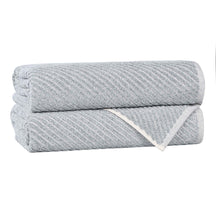 Amelia Cotton Blend Textured Diagonal Ribbed Bath Towels, Set of 2