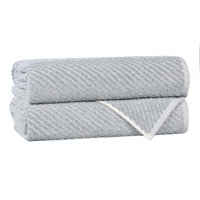 Amelia Cotton Blend Textured Diagonal Ribbed Bath Towels, Set of 2