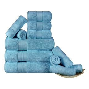 Turkish Cotton Highly Absorbent Solid 12 Piece Ultra Plush Towel Set - Towel Set by Superior - Superior 