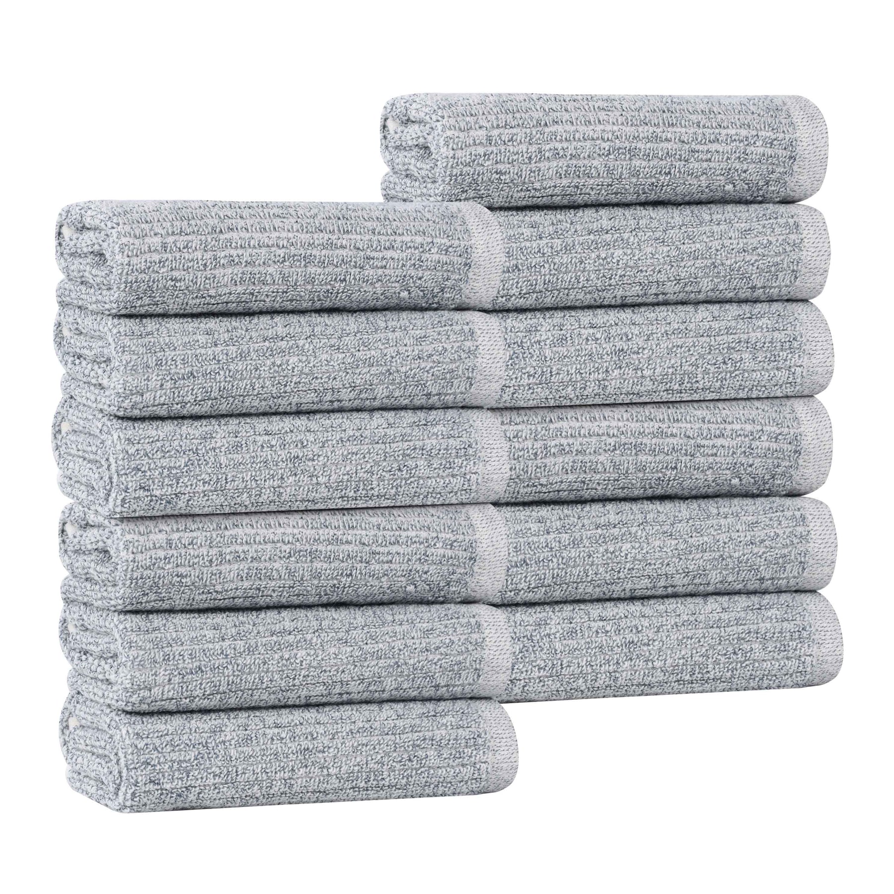 Destin Cotton Blend Textured Ribbed Face Towels Washcloths, Set of 12