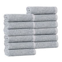 Destin Cotton Blend Textured Ribbed Face Towels Washcloths, Set of 12