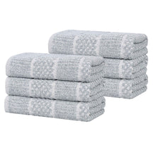 Naples Cotton Blend Textured Checkered & Ribbed Hand Towels, Set of 6