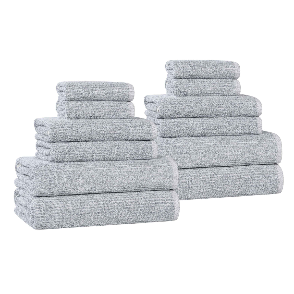 Destin Cotton Blend Medium Weight Textured Ribbed 12 Piece Towel Set