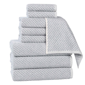 Amelia Cotton Blend Textured Diagonal Ribbed 9 Piece Towel Set