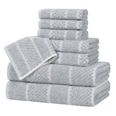 Naples Cotton Blend Textured Checkered and Ribbed 8 Piece Towel Set