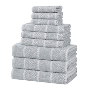 Naples Cotton Blend Textured Checkered and Ribbed 9 Piece Towel Set