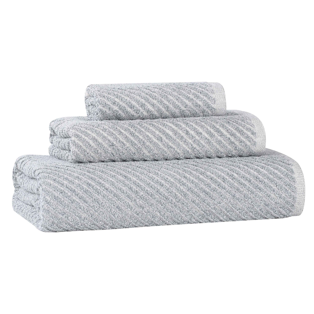 Amelia Cotton Blend Textured Diagonal Ribbed 3 Piece Towel Set