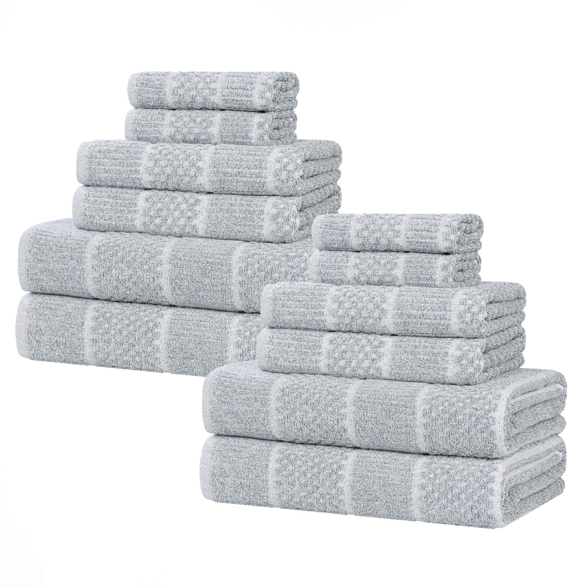 Naples Cotton Blend Textured Checkered and Ribbed 12 Piece Towel Set