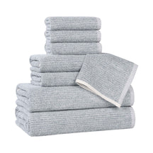 Destin Cotton Blend Medium Weight Textured Ribbed 8 Piece Towel Set