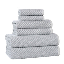 Amelia Cotton Blend Textured Diagonal Ribbed 6 Piece Towel Set